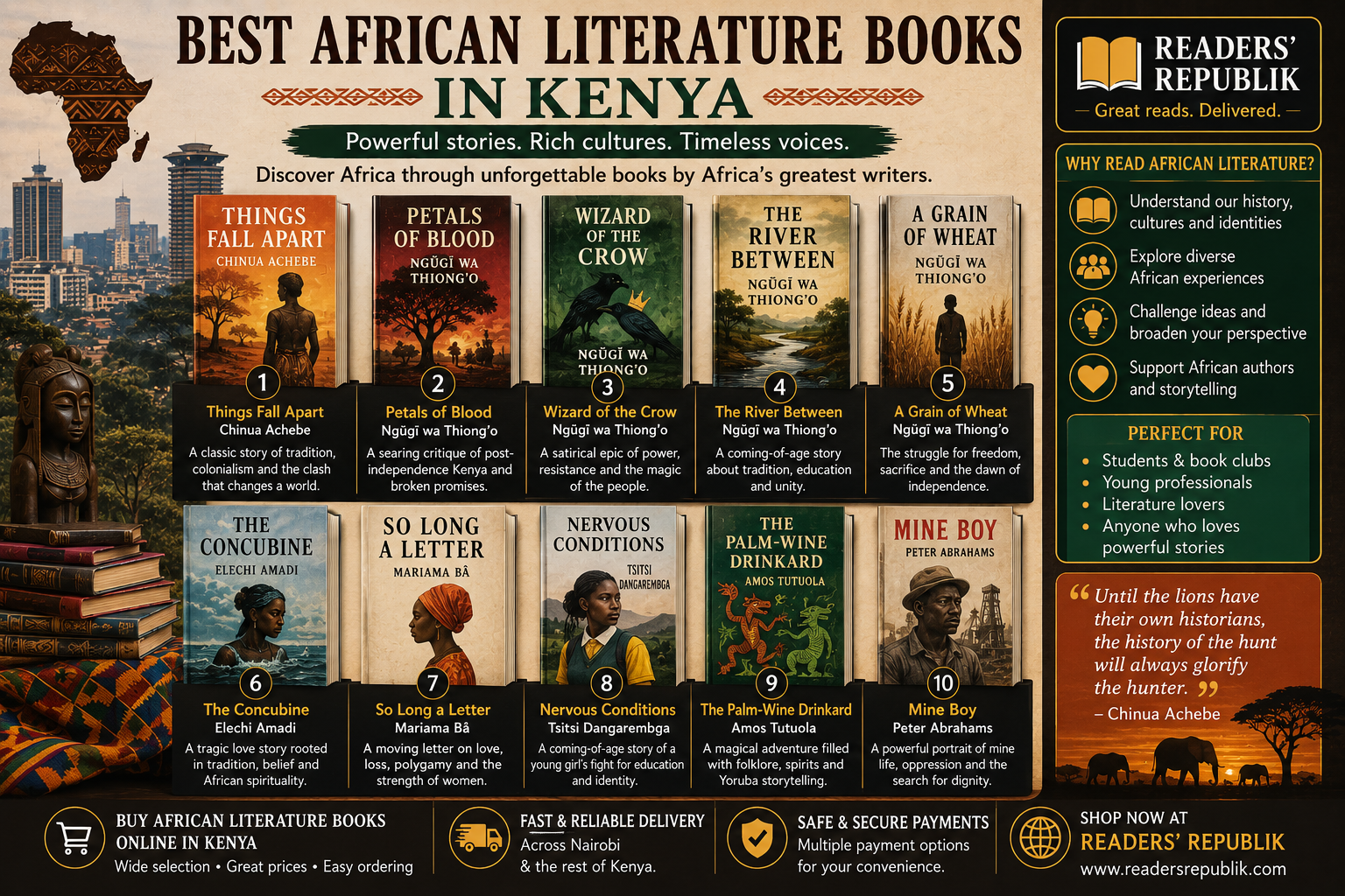 Best African Literature Books to Read in Kenya.