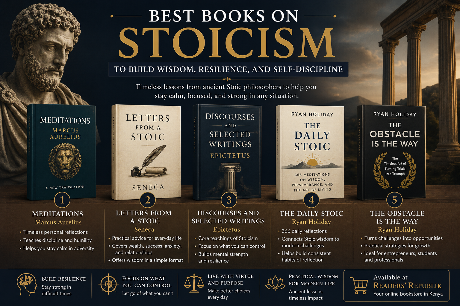 Best Books on Stoicism to Build Wisdom, Resilience, and Self-Discipline.